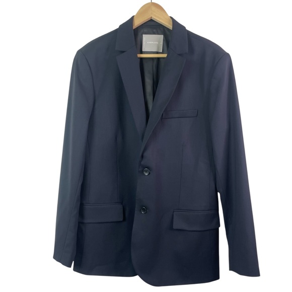 Everlane Men's Navy Blue Single Breasted Wool Blazer Coat Suit Jacket Size 40 - Picture 2 of 16